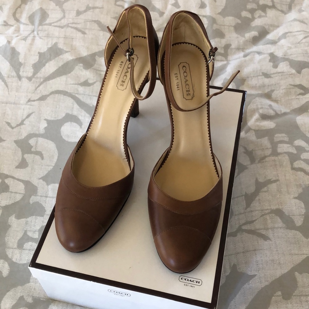 Coach Leather Ankle Strap Heels